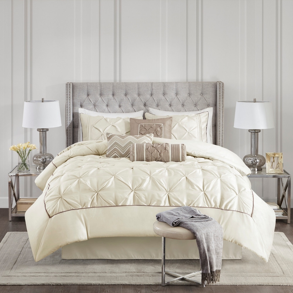 7 Piece Elegant Sydney Pintuck Comforter Set Full White 7 Piece Elegant Sydney Pintuck Comforter Set Full White